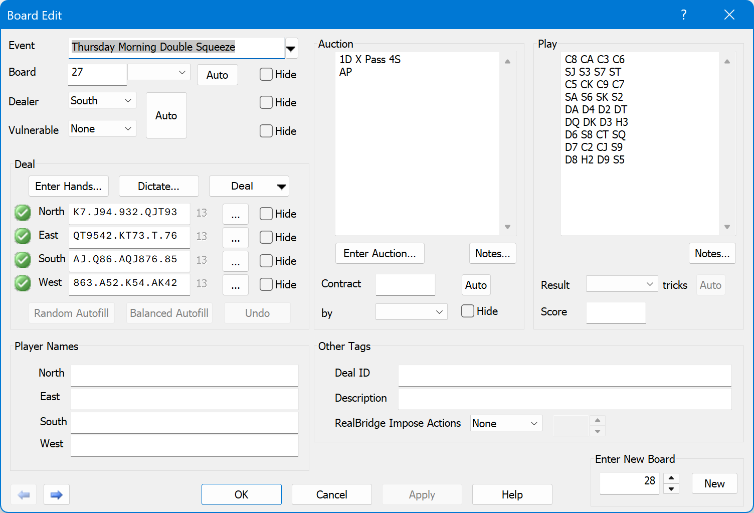 Board Edit dialog